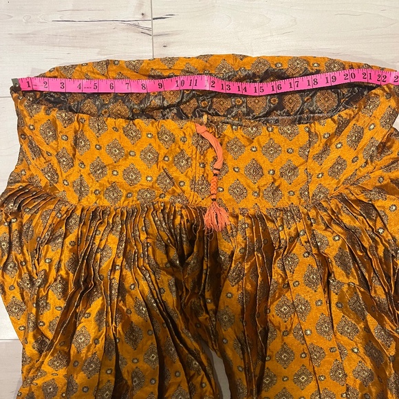 Women’s Indian 3 Piece Orange with Detailed Top & Pants w Matching Wrap-Large - Picture 3 of 9